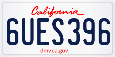 CA license plate 6UES396