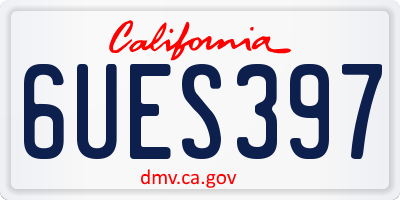 CA license plate 6UES397