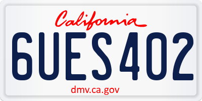CA license plate 6UES402