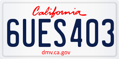 CA license plate 6UES403