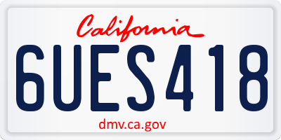 CA license plate 6UES418