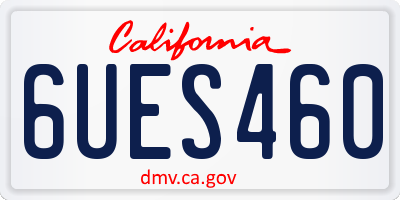 CA license plate 6UES460