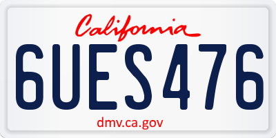CA license plate 6UES476