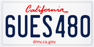 CA license plate 6UES480