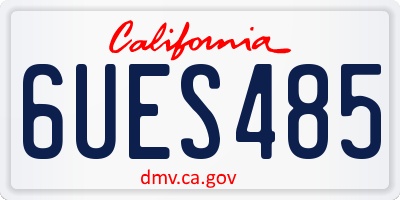CA license plate 6UES485