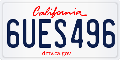 CA license plate 6UES496