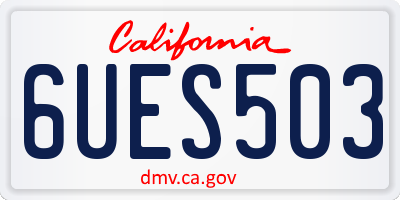 CA license plate 6UES503