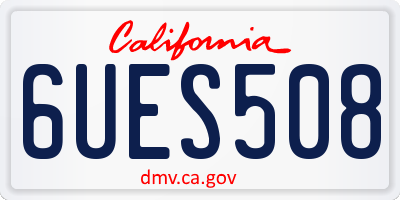 CA license plate 6UES508