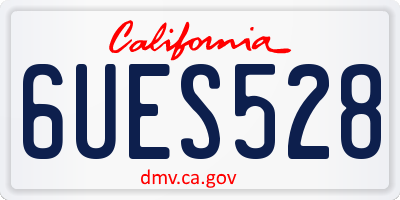 CA license plate 6UES528