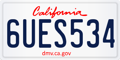 CA license plate 6UES534