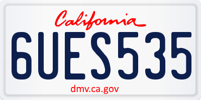 CA license plate 6UES535