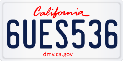 CA license plate 6UES536