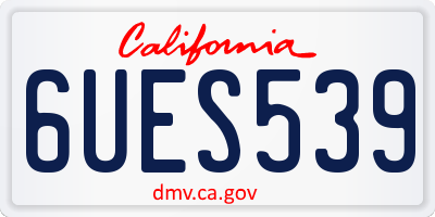 CA license plate 6UES539