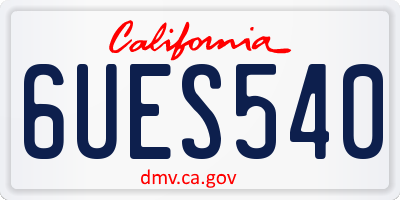 CA license plate 6UES540