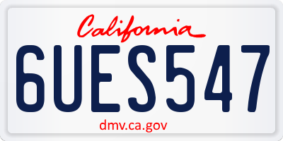 CA license plate 6UES547
