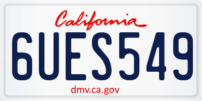CA license plate 6UES549