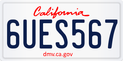 CA license plate 6UES567