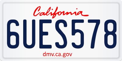 CA license plate 6UES578
