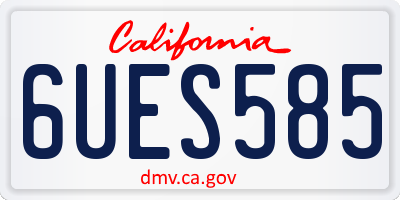 CA license plate 6UES585