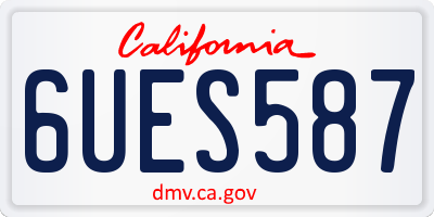 CA license plate 6UES587