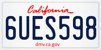 CA license plate 6UES598