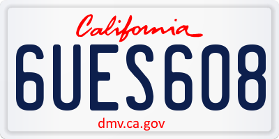 CA license plate 6UES608