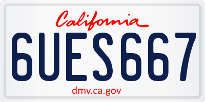 CA license plate 6UES667