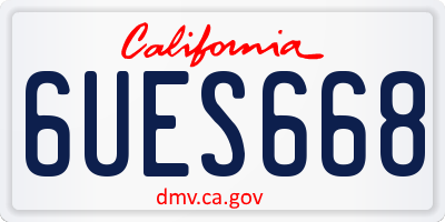 CA license plate 6UES668
