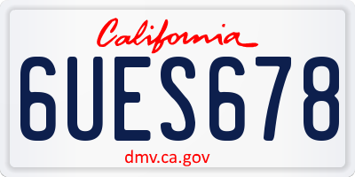 CA license plate 6UES678