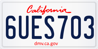 CA license plate 6UES703