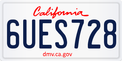 CA license plate 6UES728
