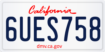 CA license plate 6UES758