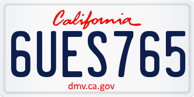 CA license plate 6UES765