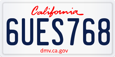 CA license plate 6UES768