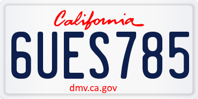CA license plate 6UES785
