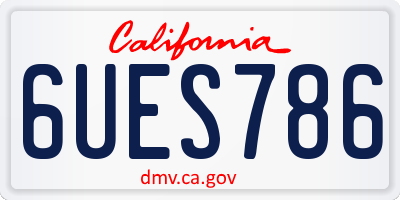 CA license plate 6UES786