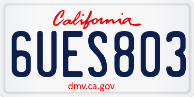 CA license plate 6UES803