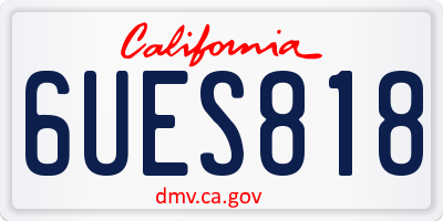 CA license plate 6UES818