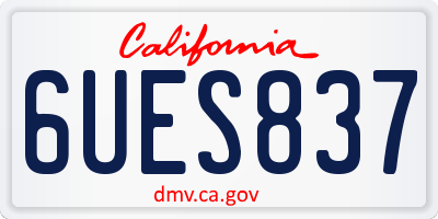 CA license plate 6UES837