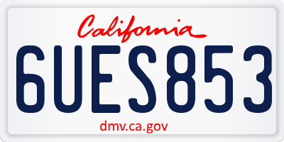 CA license plate 6UES853