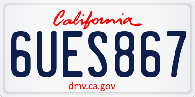 CA license plate 6UES867