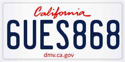 CA license plate 6UES868