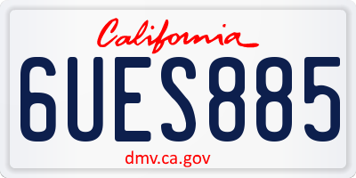 CA license plate 6UES885