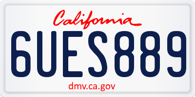 CA license plate 6UES889