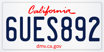 CA license plate 6UES892