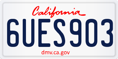 CA license plate 6UES903