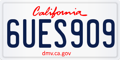 CA license plate 6UES909