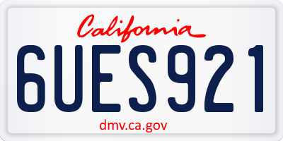 CA license plate 6UES921