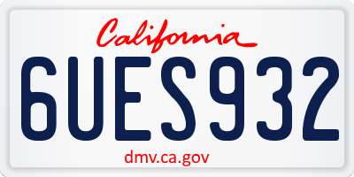CA license plate 6UES932