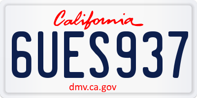CA license plate 6UES937